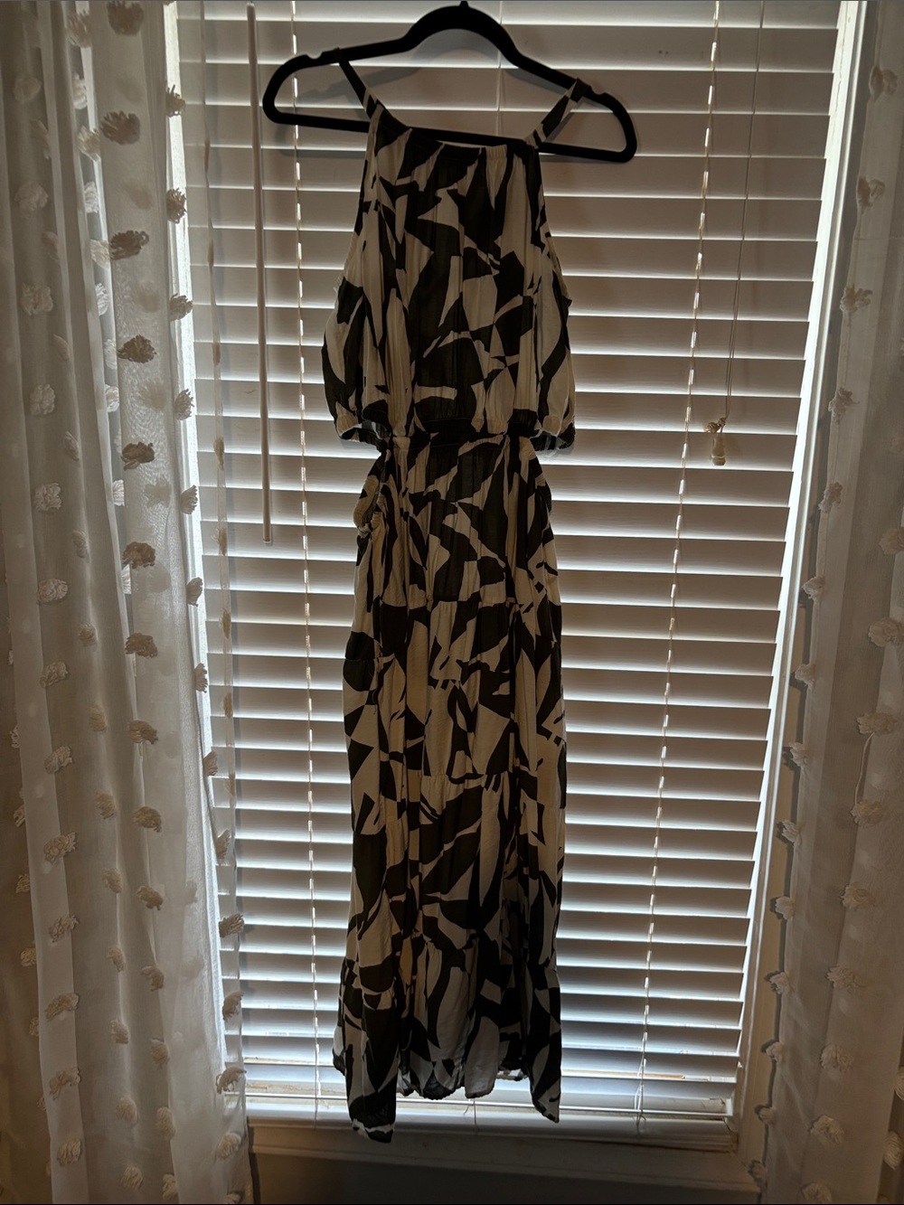 Maurices Green and White Abstract Halter Maxi Dress